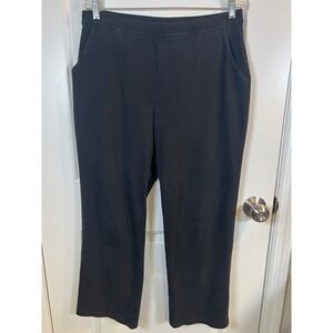 LL Bean Womens Knit Pants Cotton Lycra Stretch Black Large Petite